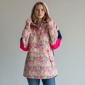 Simply Southern Women's M Rain Forest Pullover Windbreaker Hooded Rain Jacket